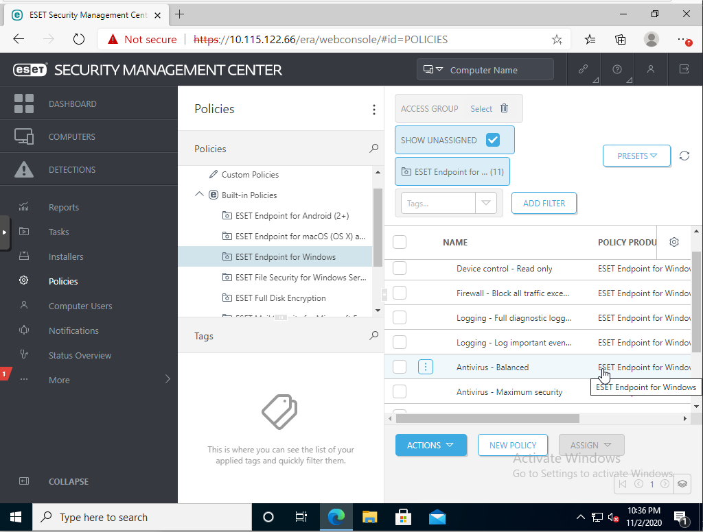 eset endpoint password